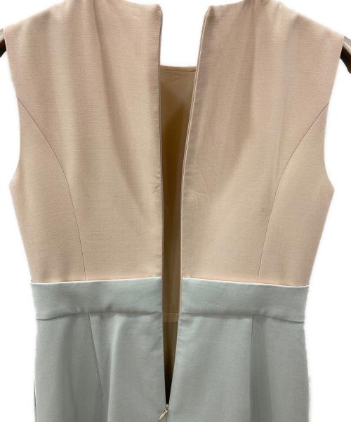 FOXEY（フォクシー）FOXEY (フォクシー) バイカラーノースリーブワンピース ベージュ×ブルー サイズ:SIZE 40の古着・服飾アイテム