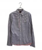 ARMANI EXCHANGEアルマーニ エクスチェンジ）の古着「ボーダーシャツ」｜ホワイト×ネイビー