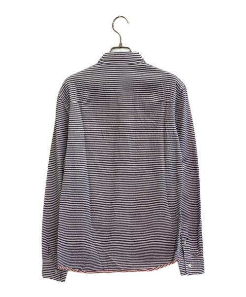 ARMANI EXCHANGE（アルマーニ エクスチェンジ）ARMANI EXCHANGE (アルマーニ エクスチェンジ) ボーダーシャツ ホワイト×ネイビー サイズ:SIZE Sの古着・服飾アイテム