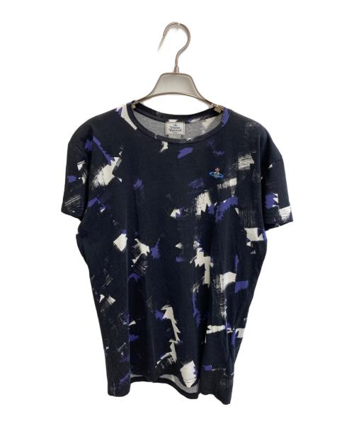 Vivienne Westwood（ヴィヴィアンウエストウッド）Vivienne Westwood (ヴィヴィアンウエストウッド) 柄カットソー パープル×ブラック サイズ:XSの古着・服飾アイテム