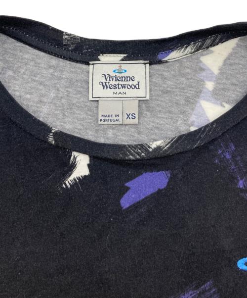 Vivienne Westwood（ヴィヴィアンウエストウッド）Vivienne Westwood (ヴィヴィアンウエストウッド) 柄カットソー パープル×ブラック サイズ:XSの古着・服飾アイテム