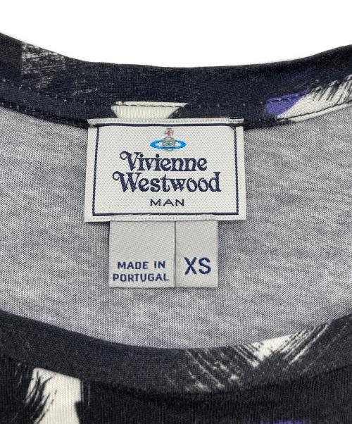 Vivienne Westwood（ヴィヴィアンウエストウッド）Vivienne Westwood (ヴィヴィアンウエストウッド) 柄カットソー パープル×ブラック サイズ:XSの古着・服飾アイテム