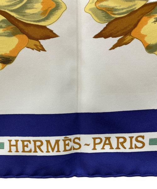 HERMES（エルメス）HERMES (エルメス) カレ90/ヘラスの花/スカーフ ブルーの古着・服飾アイテム