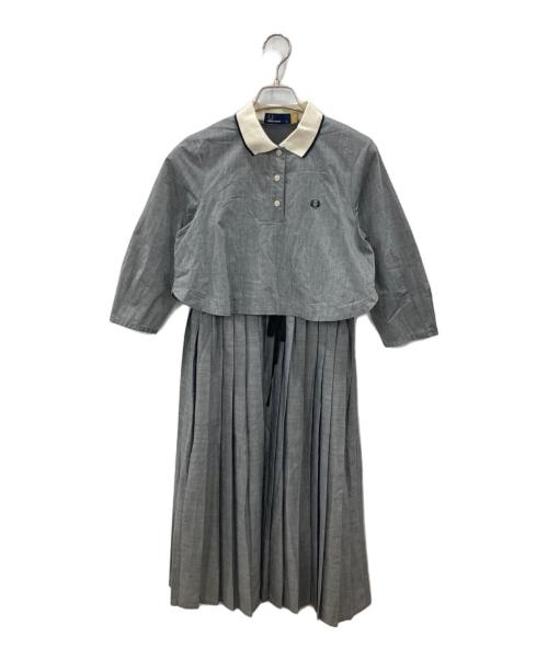 FRED PERRY（フレッドペリー）FRED PERRY (フレッドペリー) CAROLINA GLASER (カロリナ グレイサー) 襟付き クラシカルプリーツワンピース グレー サイズ:10の古着・服飾アイテム