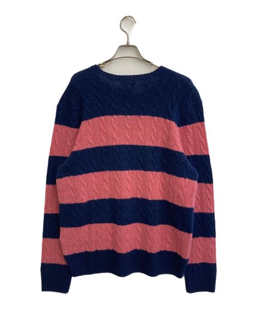 POLO RALPH LAUREN（ポロ・ラルフローレン）POLO RALPH LAUREN (ポロ・ラルフローレン) ウールボーダーニット ネイビー×ピンク サイズ:SIZE L 未使用品の古着・服飾アイテム