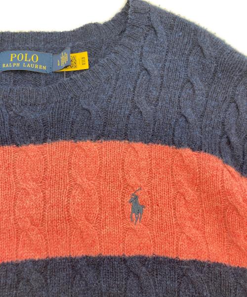 POLO RALPH LAUREN（ポロ・ラルフローレン）POLO RALPH LAUREN (ポロ・ラルフローレン) ウールボーダーニット ネイビー×ピンク サイズ:SIZE L 未使用品の古着・服飾アイテム