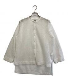 BATONER（バトナ―）の古着「シースルークルーネックカーディガン」｜ホワイト