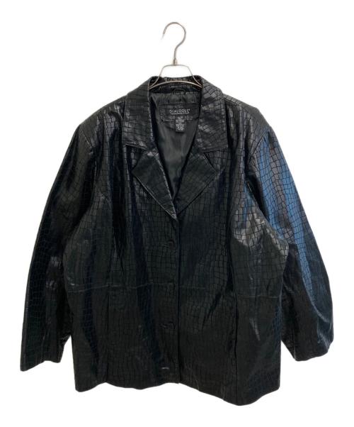 DIALOGUE（ダイアローグ﻿）DIALOGUE (ダイアローグ﻿) クロックレザーコート ブラック サイズ:３Xの古着・服飾アイテム