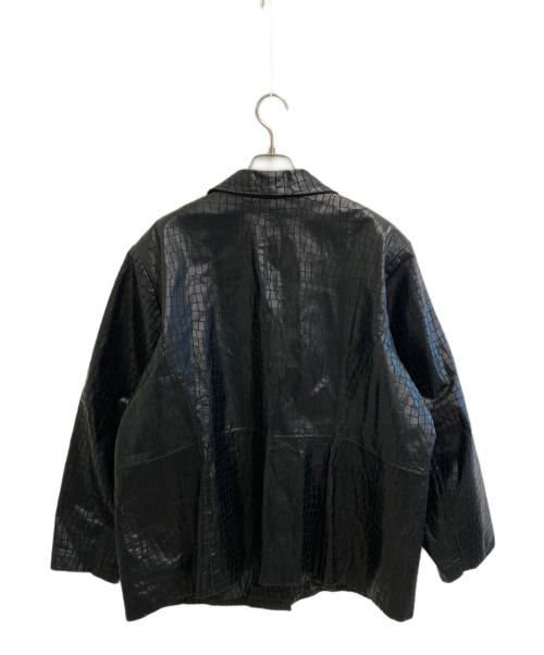 DIALOGUE（ダイアローグ﻿）DIALOGUE (ダイアローグ﻿) クロックレザーコート ブラック サイズ:３Xの古着・服飾アイテム