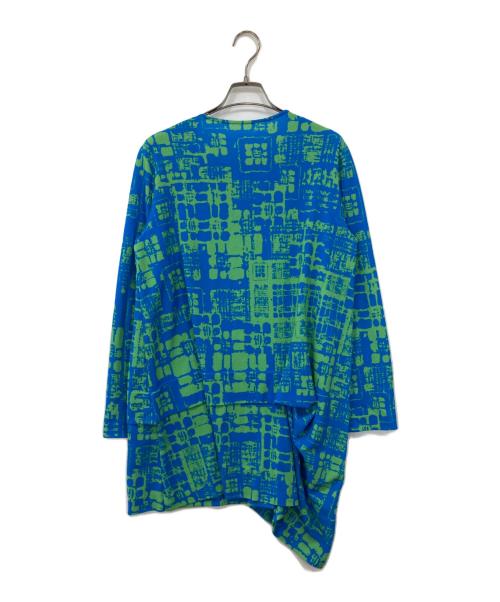 HIROKO KOSHINO（ヒロコ コシノ）HIROKO KOSHINO (ヒロコ コシノ) 幾何柄プリントチュニックトップス グリーン×ブルー サイズ:40の古着・服飾アイテム