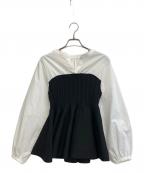 JUSGLITTYジャスグリッティー）の古着「ブラウス」｜ホワイト×ブラック