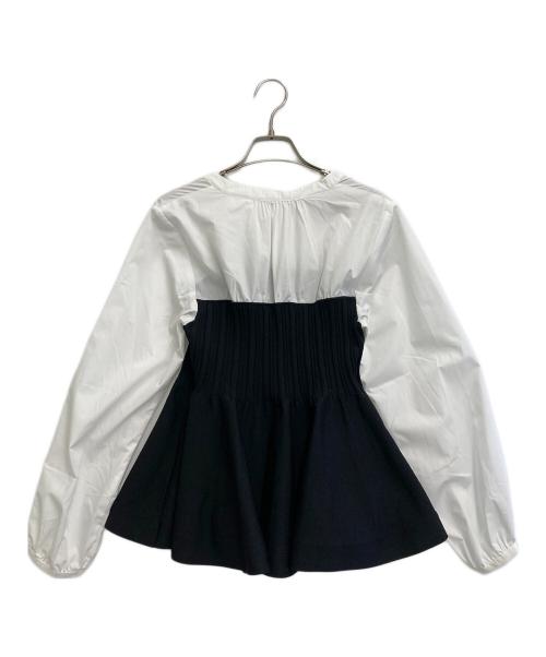 JUSGLITTY（ジャスグリッティー）JUSGLITTY (ジャスグリッティー) ブラウス ホワイト×ブラック サイズ:2の古着・服飾アイテム