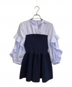 Apuweiser-richeアプワイザーリッシェ）の古着「ブラウス」｜ブルー×ネイビー
