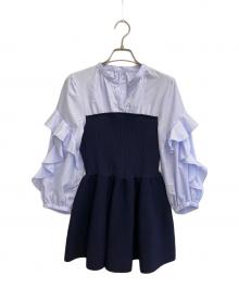 Apuweiser-riche（アプワイザーリッシェ）の古着「ブラウス」｜ブルー×ネイビー