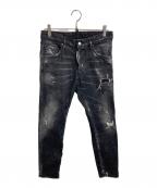 DSQUARED2ディースクエアード）の古着「BLACK WORKED WASH SKATER JEAN」｜ブラック