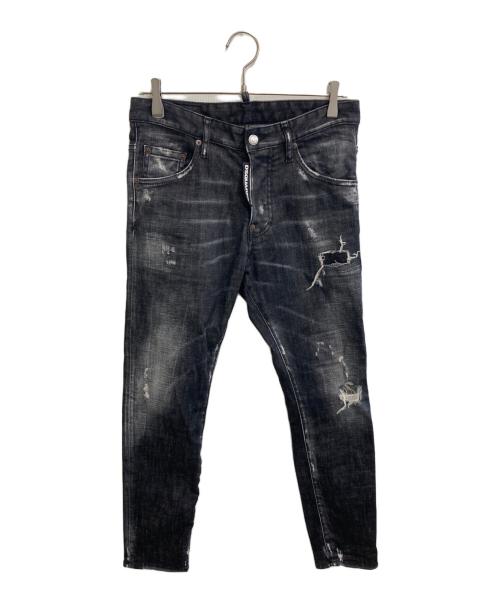 DSQUARED2（ディースクエアード）DSQUARED2 (ディースクエアード) BLACK WORKED WASH SKATER JEAN ブラック サイズ:44の古着・服飾アイテム