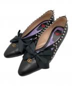 GUCCIグッチ）の古着「Malaga Kid Bow Spike Berith Low Heel Pumps/ヒールパンプス」｜ブラック