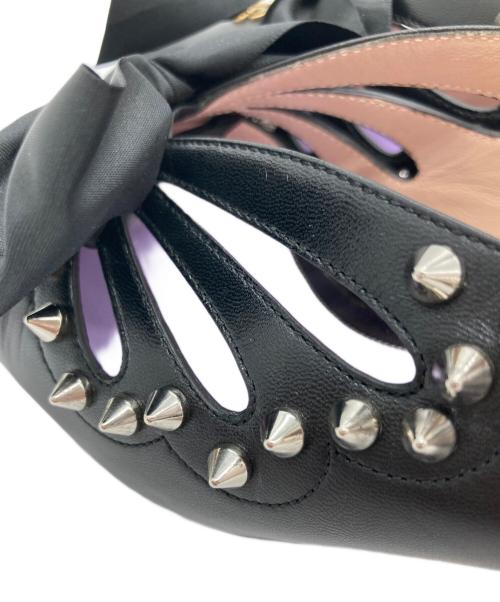 GUCCI（グッチ）GUCCI (グッチ) Malaga Kid Bow Spike Berith Low Heel Pumps/ヒールパンプス ブラック サイズ:38の古着・服飾アイテム