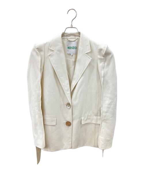 KENZO（ケンゾー）KENZO (ケンゾー) Ruffled Shoulder Belted Blazer/ブレザー ホワイト サイズ:36の古着・服飾アイテム