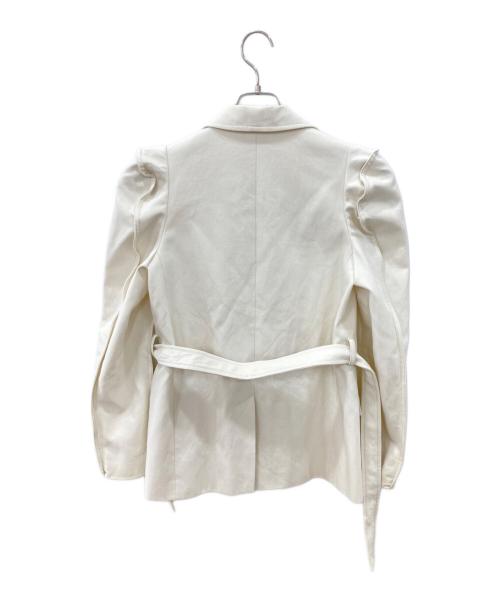 KENZO（ケンゾー）KENZO (ケンゾー) Ruffled Shoulder Belted Blazer/ブレザー ホワイト サイズ:36の古着・服飾アイテム