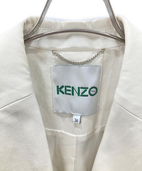 KENZO（ケンゾー）KENZO (ケンゾー) Ruffled Shoulder Belted Blazer/ブレザー ホワイト サイズ:36の古着・服飾アイテム