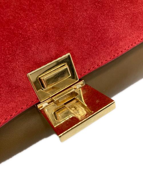 CELINE（セリーヌ）CELINE (セリーヌ) トラペーズ ミディアム/2WAYバッグ レッド×ブラウンの古着・服飾アイテム