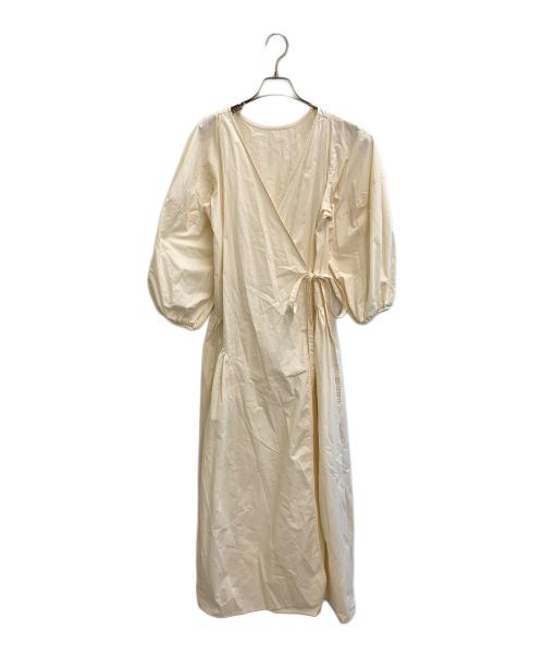 Libra Cue（リブラ キュー）Libra Cue (リブラ キュー) ボリュームスリーブカシュクールワンピース アイボリー サイズ:FREEの古着・服飾アイテム