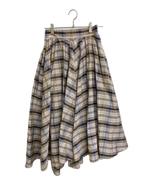 ebure（エブール）EBURE (エブール) チェックスカート ベージュ サイズ:36の古着・服飾アイテム