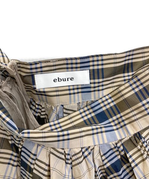 ebure（エブール）EBURE (エブール) チェックスカート ベージュ サイズ:36の古着・服飾アイテム