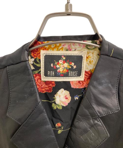 PINK HOUSE（ピンクハウス）PINK HOUSE (ピンクハウス) レザー切替ベスト ブラック サイズ:Freeの古着・服飾アイテム