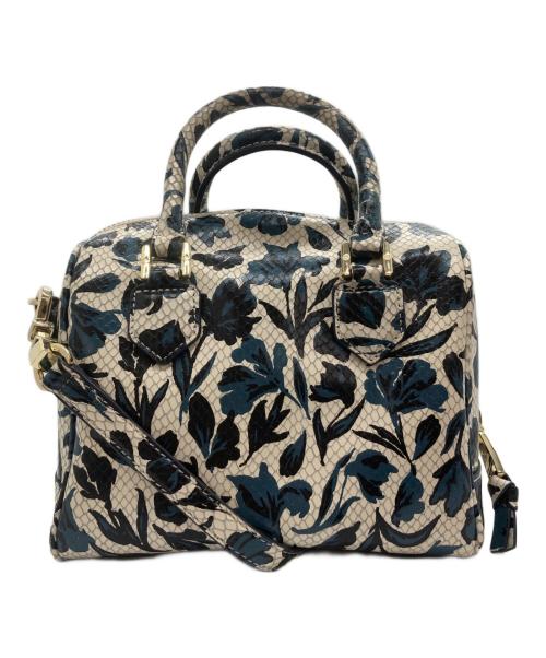 TORY BURCH（トリーバーチ）TORY BURCH (トリーバーチ) 花柄ボストンバック アイボリー×ブルーの古着・服飾アイテム