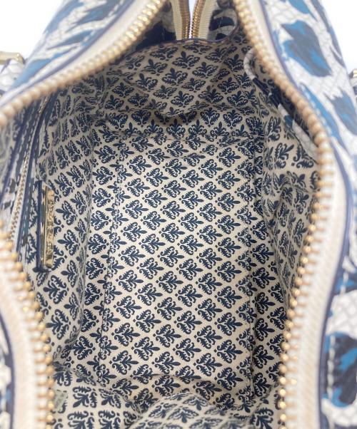 TORY BURCH（トリーバーチ）TORY BURCH (トリーバーチ) 花柄ボストンバック アイボリー×ブルーの古着・服飾アイテム