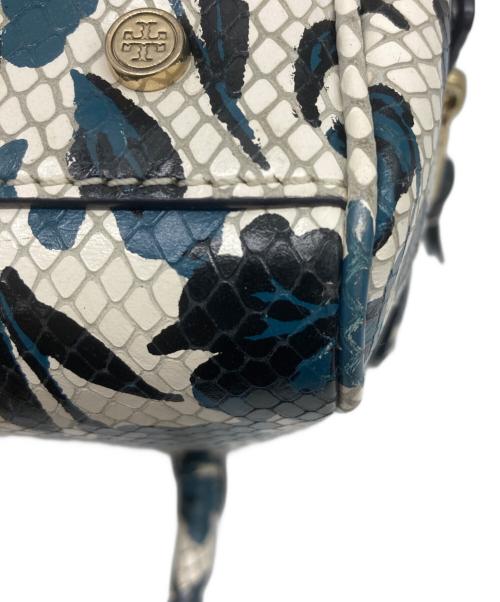 TORY BURCH（トリーバーチ）TORY BURCH (トリーバーチ) 花柄ボストンバック アイボリー×ブルーの古着・服飾アイテム