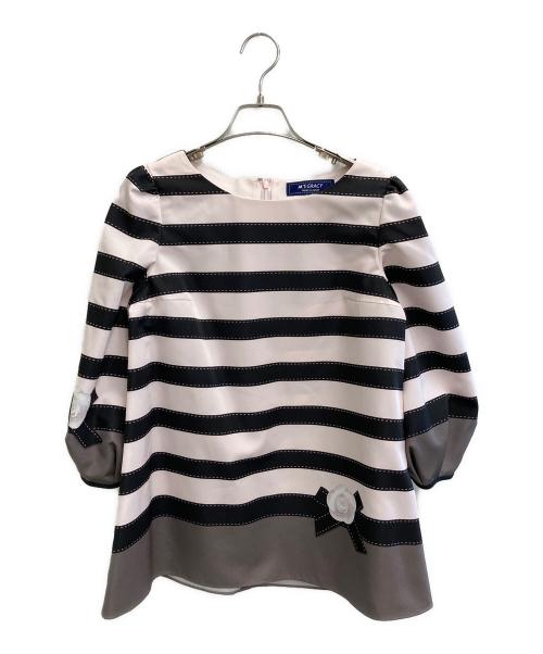 M'S GRACY（エムズグレイシー）M'S GRACY (エムズグレイシー) カメリア ストライプ ブラウス ピンク サイズ:38の古着・服飾アイテム