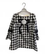 M'S GRACYエムズグレイシー）の古着「カメリア  ストライプ ブラウス」｜ホワイト×ブラック