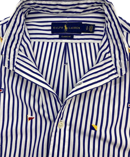 RALPH LAUREN（ラルフローレン）RALPH LAUREN (ラルフローレン) ストライプシャツ ホワイト×ネイビー サイズ:Sの古着・服飾アイテム