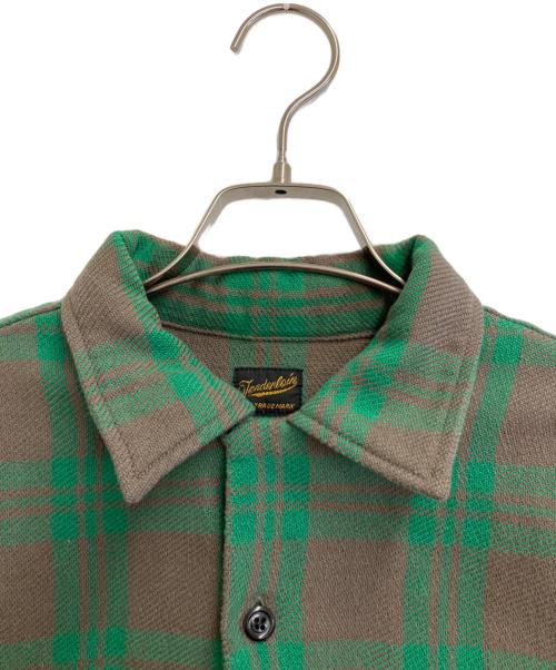 TENDERLOIN（テンダーロイン）TENDERLOIN (テンダーロイン) オープンカラーチェックシャツ グレー×グリーン サイズ:XSの古着・服飾アイテム