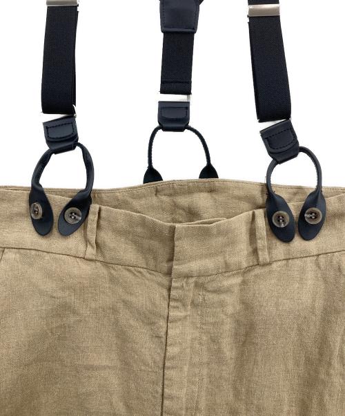 Adam et Rope（アダム エ ロペ）Adam et Rope (アダム エ ロペ) ヨーロピアンフラックスリネンサスペンダースカート ブラウン サイズ:Mの古着・服飾アイテム