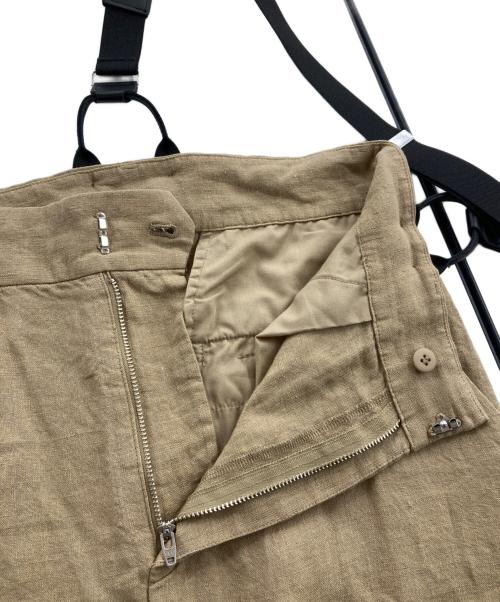 Adam et Rope（アダム エ ロペ）Adam et Rope (アダム エ ロペ) ヨーロピアンフラックスリネンサスペンダースカート ブラウン サイズ:Mの古着・服飾アイテム