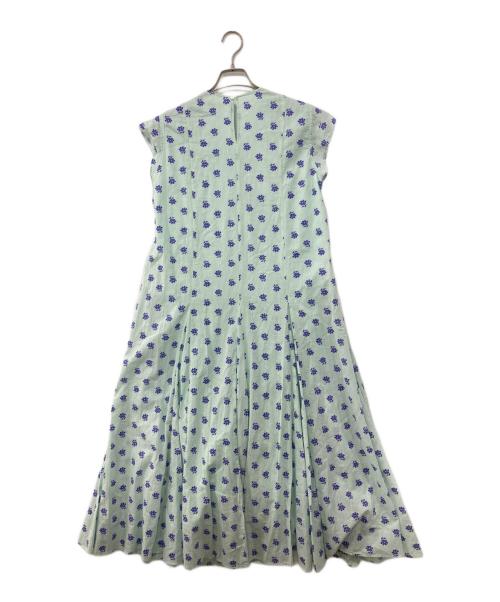 ne quittez pas（ヌキテパ）ne quittez pas (ヌキテパ) Cotton Dobby Stripe Flower Print Gather Dress ミントグリーン サイズ:-の古着・服飾アイテム