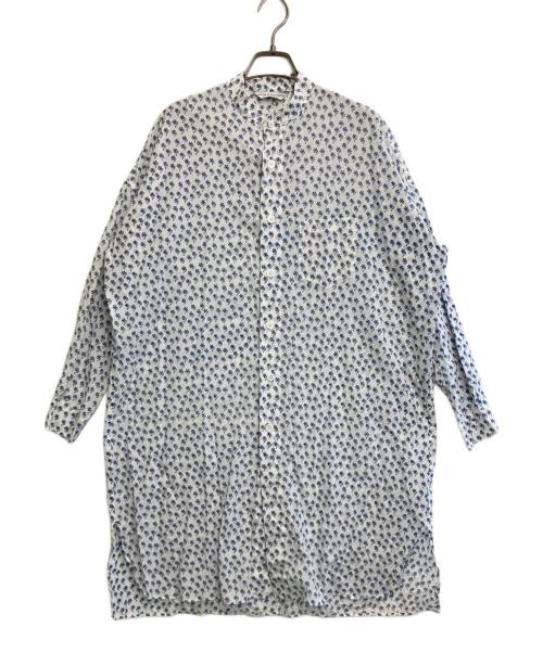 ARTS&SCIENCE（アーツアンドサイエンス）ARTS&SCIENCE (アーツアンドサイエンス) フラワープリントシャツワンピース ホワイト×ブルー サイズ:1の古着・服飾アイテム