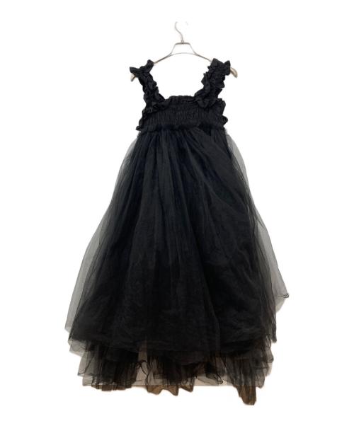 perna（ペルナ）perna (ペルナ) チュールギャザーキャミワンピース ブラック サイズ:Freeの古着・服飾アイテム