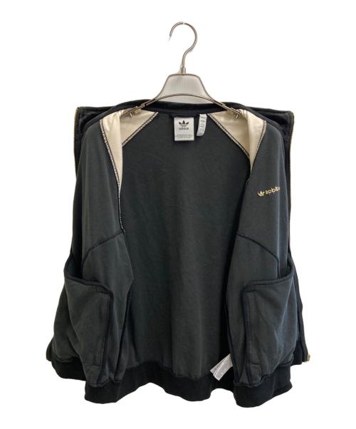 adidas（アディダス）adidas (アディダス) ベロアトラックジャケット ブラック×ホワイト サイズ:Lの古着・服飾アイテム