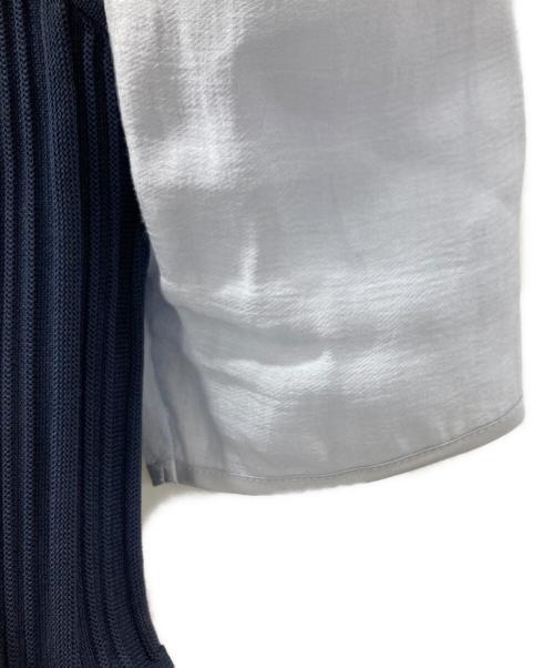 JUSGLITTY（ジャスグリッティー）JUSGLITTY (ジャスグリッティー) 5分袖シアーブラウスレイヤードニット ネイビー サイズ:2の古着・服飾アイテム