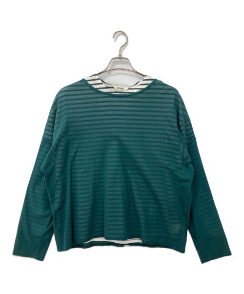 Oblada（オブラダ）oblada (オブラダ) SHEER LAYER シアーレイヤーカットソー グリーン×ホワイト サイズ:SIZE Freeの古着・服飾アイテム