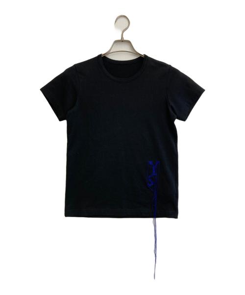 Y's（ワイズ）Y's (ワイズ) COTTON JERSEY Y'S LOGO STITCH ROUND NECK HALF SLEEVE T ブラック サイズ:Sの古着・服飾アイテム