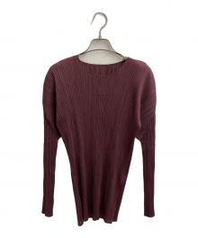 PLEATS PLEASE（プリーツプリーズ）の古着「プリーツカットソー」｜ボルドー