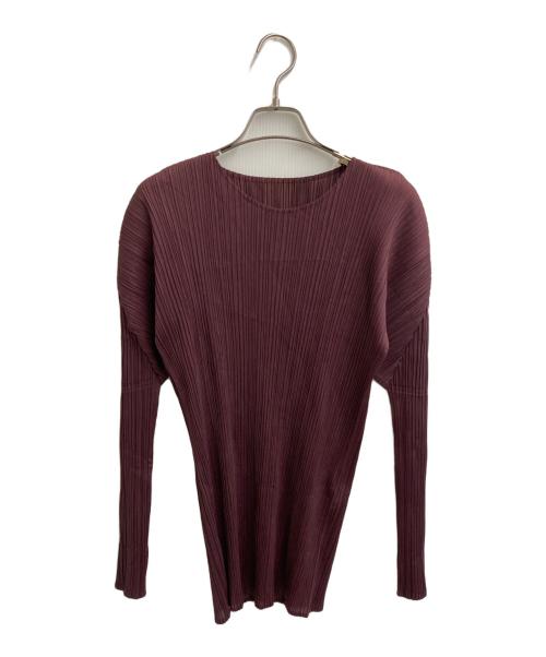 PLEATS PLEASE（プリーツプリーズ）PLEATS PLEASE (プリーツプリーズ) プリーツカットソー ボルドー サイズ:4の古着・服飾アイテム