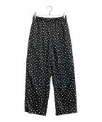 SLOBE IENAスローブ イエナ）の古着「プリントサテンイージーパンツ」｜ホワイト×ブラック