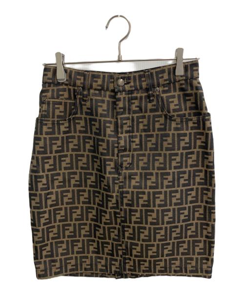 FENDI JEANS（フェンディ ジーンズ）FENDI jeans (フェンディ ジーンズ) ズッカミニスカート ブラック×ブラウン サイズ:XLの古着・服飾アイテム